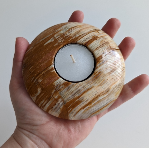 Marble Onyx Tea Light Candle Holder Round Disk Polished Natural Stone - Picture 9 of 10